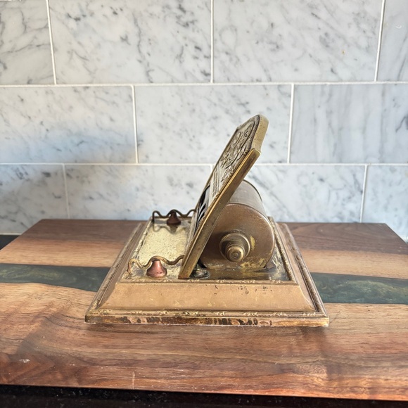 As Is Vintage Embossed Brass Perpetual Desk Calendar - Picture 3 of 16